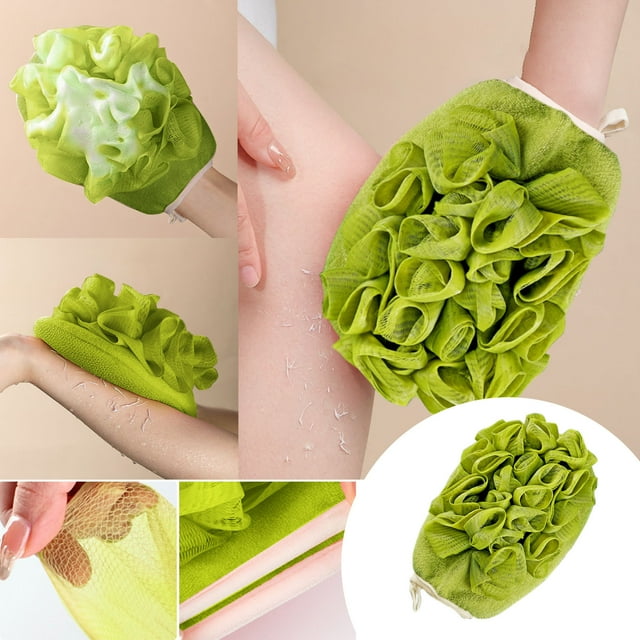 Bath Flower Rubbing Towel Two In One Double Sided Dual Use Rubbing Back Exfoliating Bath Gloves Bath Mud Decontamination Bath Towel
