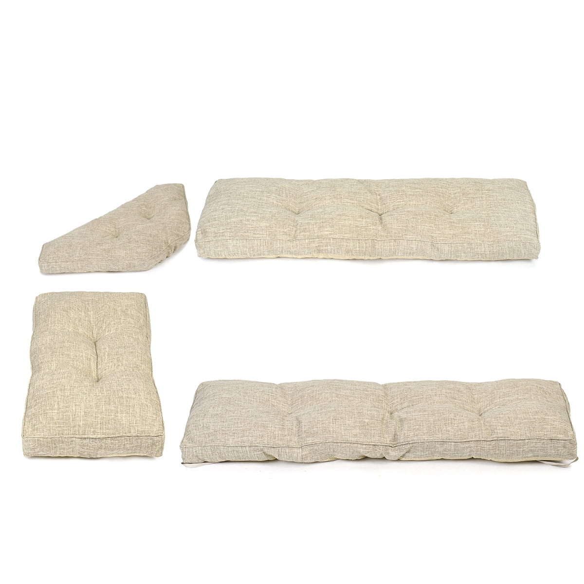 4-Piece Non-skid Solid Microfiber Kitchen Nook Cushion Set, Thicken Kitchen Chair Cushion Beige/Coffee