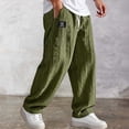 thumbnail image 2 of FINALGANG Mens Solid Color Cable Knit Textured Pants Elastic Waist Drawstring Loose Fit Small Label Accent Casual Trousers For Daily Wear Comfort Comfortable Bottoms, 2 of 3