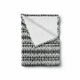 thumbnail image 2 of Black and White Soft Flannel Fleece Throw Blanket, Horizontal Borders with Motifs Monochrome Triangles and Oval Shapes, Cozy Plush for Indoor and Outdoor Use, 50" x 70", Black White, by Ambesonne, 2 of 6