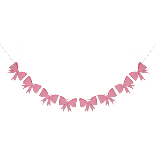 KAKOWELY Decoraciones para fiestas de cumpleaños con temática de lazo, bonita guirnalda de lazo colgante para fiesta, pancarta de lazo para cumpleaños, decoraciones colgantes para mujeres