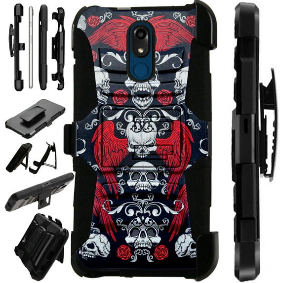 Compatible LG Stylo 5 | LG Stylo 5 Plus Case Armor Hybrid Phone Cover LuxGuard Holster (Skull Angel)