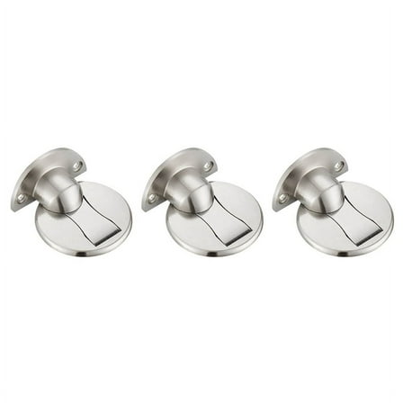 3X Floor Mount Magnet Door Stopper - Magnetic Door Stop, Magnets Door Stops Wall Prop Hold Open (Silver)