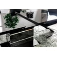 thumbnail image 3 of Dining Room Furniture Dining Table w Leaf and 6 Side Chairs 7pc Dining Set Black Leatherette Z Design Chair High Gloss Lacquer Metal, 3 of 10