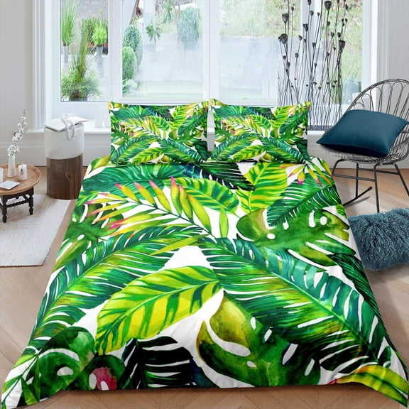 Tropical Z Palm Leaves Duvet Cover Banana Leaves Hawaiian Tropical Leaves Green Branches Women Children Bedroom rations