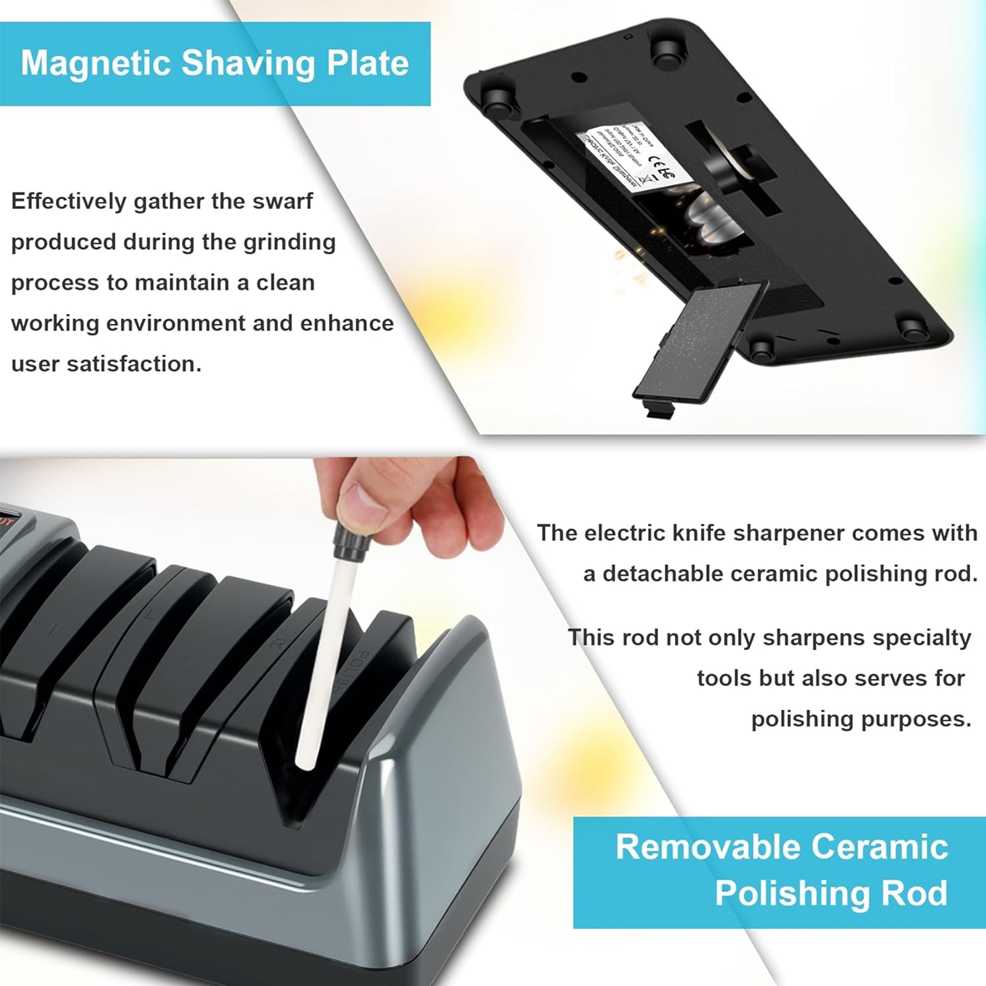 5 in 1 Electric Knife Sharpener with LCD Screen, 3 Rotational Speed Adjustable, 100% Diamond Abrasives, Electric Knife Sharpener for Straight, Serrated, Meat Cleaver, Ceramic Knives & Scissors, Gray