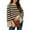 A Khaki, variant on DOKOTOO Pullover Sweaters for Women Casual Loose Long Sleeve Mock Neck Ribbed Jumper Sweaters Chunky Knit Baggy Fall Striped Sweater Top Size Large US12-14