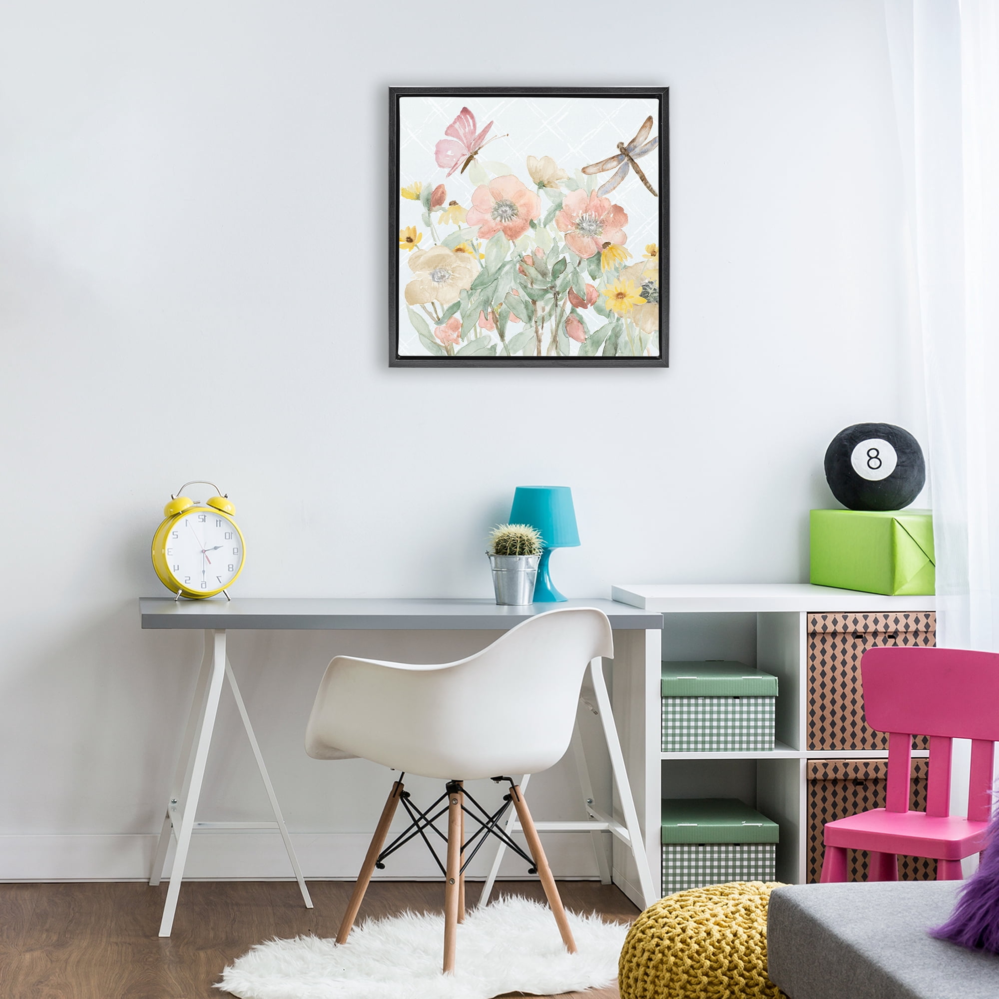 Stupell Industries Garden Joy with Insects Black Framed Floater Canvas Wall Art, design by Lanie Loreth