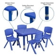 thumbnail image 2 of 24'' Square Blue Plastic Height Adjustable Activity Table Set with 4 Chairs, 2 of 6