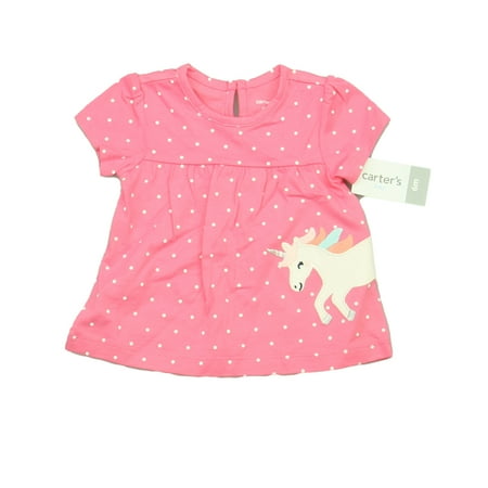 

Pre-owned Carter s Girls Pink Short Sleeve Shirt size: 6 Months