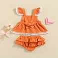 thumbnail image 3 of Baby Girl Dress Set Lace Hem Decor Ruffle Suspender Skirt Matching Elastic Waist Shorts Green 3-6 Months, 3 of 6