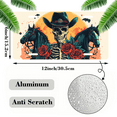 thumbnail image 2 of 1 Pcs 2D Flat License Plate Covers & Frames, Skeleton Cowboy with Horses For Decorative Front, Waterproof For Decoration Aluminum License Plate Covers & Frames Cover For Men Women, 12" X 6", 2 of 7