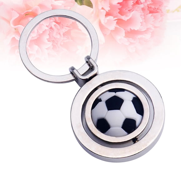 WASHWEPE 1Set Metal Keyfob for Men Women Kids Round Pendant with Rotating Football Decoration