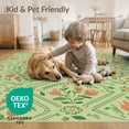thumbnail image 4 of ODIKA 9'x12' Light Green Botanical Floral Geometric Washable Area Rug Vintage Folk Art Hexagonal Medallion Motifs With Traditional for Dining Room, Basement, Large Office, Non-Slip Chair-Friendly, 4 of 7