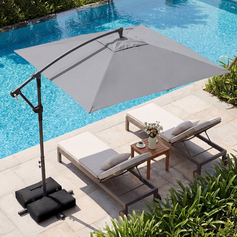 8 x 8 patio umbrella Outsunny 8' 8' Cantilever with Base Weights, Dark Grey This creates an open Costway 8 x 8 ft.
