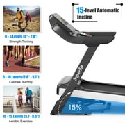SuperFit 4.75HP Electric Folding Treadmill W/APP Auto Incline Preset Programs Speakers