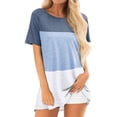 thumbnail image 3 of Hibeli Women Summer Contrast Color Tunic Tops Round Neck Short Sleeves Color Block Tunic Top Shirt, 3 of 4