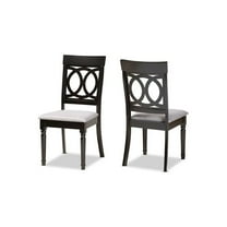 Baxton Studio Grey Upholstered and Brown Finished Wood 2-Piece Dining Chair Set