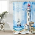 thumbnail image 2 of 60x72 Inch Shower Curtains for Bathroom Nautical Blue Fabric Bath Curtain Decor Lighthouse Ocean Sailboat Summer Painting Waterproof Restroom Curtains Shower Set Accessories with 12 Hooks 60 Inch, 2 of 6