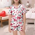 thumbnail image 2 of Pyjama Imprimé Nœud pour Filles Manches Courtes Bouton Haut Shorts Ensemble de Pyjama Maison, 2 of 5