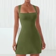 thumbnail image 2 of Robe Corsage à Encolure Carrée pour Femme - Robe Mini Évasée Extensible Sans Manches Type Camisole pour Fête et Boîte de Nuit, 2 of 5
