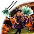 thumbnail image 2 of Wizard Broom for Halloween Decorations - Lace Broom Masquerade Cosplay Accessory for Halloween Party Decorations(Green-1,One Size), 2 of 4