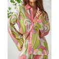 thumbnail image 6 of Qiylii Women Y2K 2 Piece Pants Set Oversized Floral Printed Button Down Shirt High Waist Pants Pleated Casual Summer Loungewear, 6 of 9