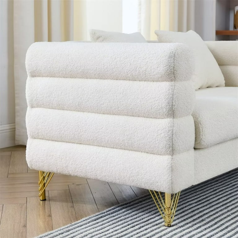 81inch Oversized Sectional Sofa Modern Teddy Fabric Upholstered