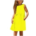 thumbnail image 1 of Huvoen Robe d'Été Mignonne pour Enfants Petites Filles Robe Quotidienne Vacances Imprimé Sans Manches Décontractée Mignonne Douce Jaune 5 Ans, 1 of 5
