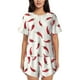 thumbnail image 1 of Fotbe Chili Conjunto de Pijama Estampado para Mujer, 2 Piezas, Ropa de Dormir con Camiseta de Manga Corta y Shorts Suaves-Small, 1 of 6