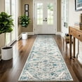 thumbnail image 6 of MeyJey Boho Indoor Hallway Runner Rug 2'x10', Oriental Non Slip Machine Washable Area Rug Distressed Vintage Floor Carpet for Bedroom Kitchen Dinning/Living/Laundry Room, Blue/Beige, 6 of 12