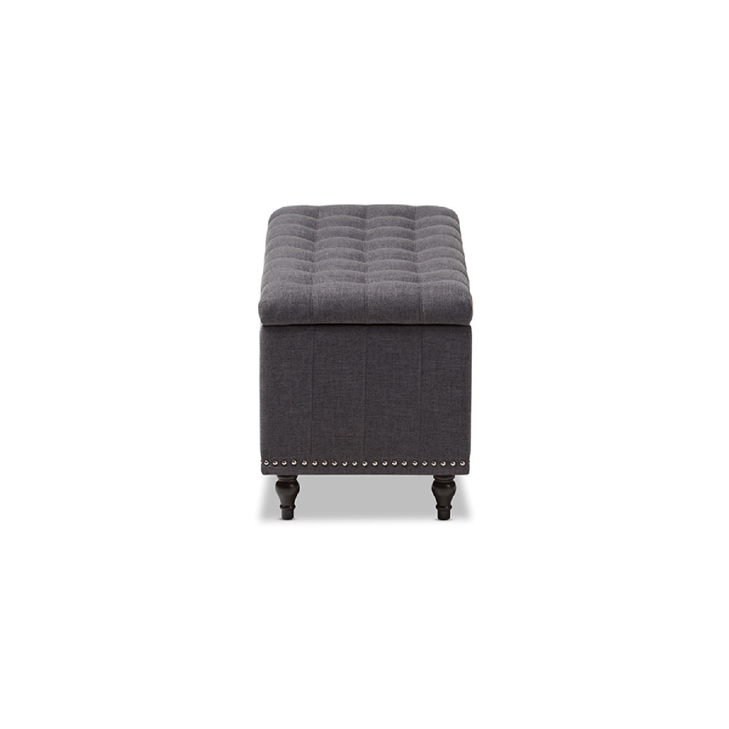 Baxton Studio Kaylee Modern Classic Dark Grey Fabric Upholstered Button-Tufting Storage Ottoman Bench