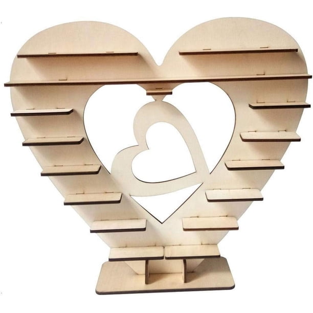 Soporte para cupcakes en forma de corazón, expositor de doble cara para bombones de boda, soporte para postres versátil con madera de alta calidad, fácil montaje para fiestas, recepciones, baby