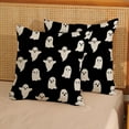 thumbnail image 3 of Halloween Pillow Covers 18x18 Set of 2 Cute Black Ghost Throw Pillows Fall Halloween Home Decorations Pillowcase Holiday Farmhouse Linen Black Outdoor Decorative Cushion Case for Couch Sofa, 3 of 6