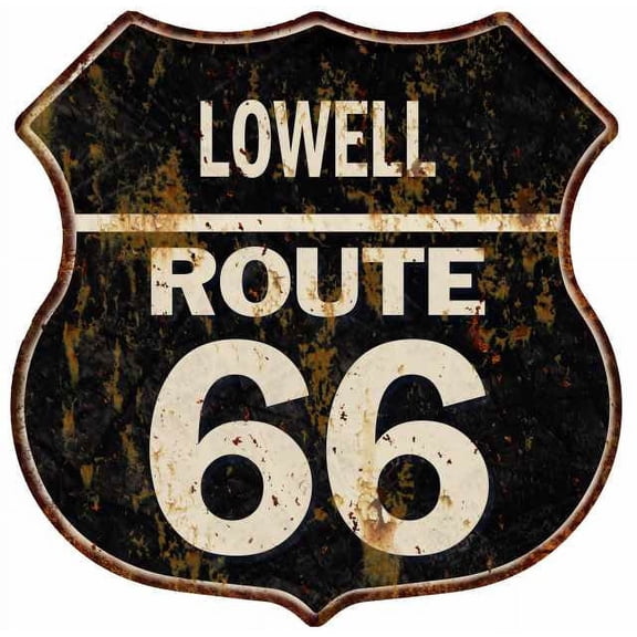 LOWELL Route 66 Sign Shield Metal Gift Man Cave Gift 211110004319