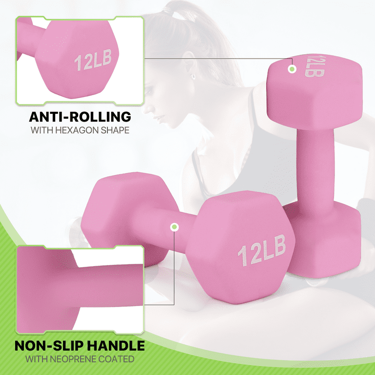 Magshion Neoprene Coated Dumbbell Hand Weights, 12 lb Pair, Anti