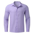 thumbnail image 5 of LbsKUS Men Linen Shirt Button Down Long Sleeve T-Shirts Cotton Beach Lounge Shirts Loose Tops Casual Summer Shirts,Purple,3X-Large, 5 of 6