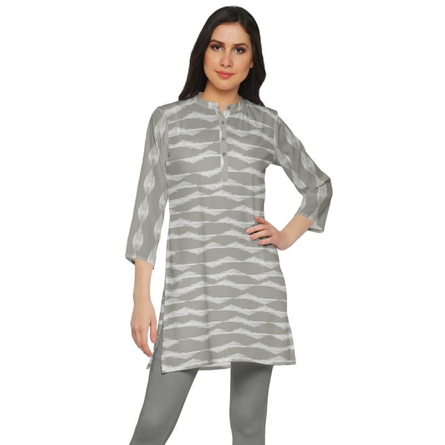 Moomaya Robe Tunique Mini à Col Fermé Imprimée pour Femmes Vêtements Porter