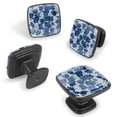 thumbnail image 2 of 4 Pcs Cabinet Handle Drawer Pulls Blue Floral Flower Knobs with Screws Square Furniture Office Cabinet Knob Decoration, 2 of 7