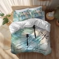 thumbnail image 2 of Dragonfly Twin Size Comforter Set, Animal Teal Green Yellow Gradient Text Bedding for All Seasons, 4 Pcs Bed Set, 1 Quiltcover (68"x86") ,1Sheet(67"x116"), 2Pillowcases (30"x20"), 2 of 12