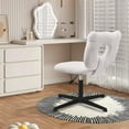 thumbnail image 3 of CLATINA Armless Small Fabric Office Desk Chair, Ergonomic Modern Cloth Swivel Computer Task Chair No Wheels, Comfy Cute Cat Shape Vanity Chair Height Adjustable for Home Bedroom Makeup Room, White, 3 of 9