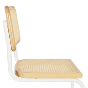 Breuer Chair Company Marcel Breuer B32 Cesca Cane Cantilever Side Chair w/ White Steel Frame Natural Wood & Natural Cane (Made in Italy) by Furnish Theory