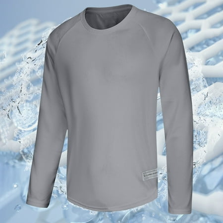 guisaled Mens Long Sleeve Shirt Quick Dry Moisture Wicking Rash Guard Tee Shirts Solid Color Classic Basic Lightweight Workout Golf Shirts