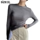 thumbnail image 2 of Camiseta básica de yoga de manga larga para mujer, estilo casual, cuello redondo, ajuste delgado, camiseta atlética para correr, 2 of 5
