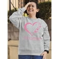 thumbnail image 3 of Breast Cancer Survivor Heart Butterflies Crewneck Sweatshirt, 3XL, H. Grey, 3 of 6