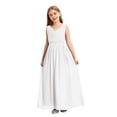thumbnail image 1 of Sholeno Robe Maxi Plissée en Chiffon pour Filles Juniors, Robe de Demoiselle d'Honneur Sans Manches Perlée pour Danse Bal Fête Blanche 14, 1 of 7