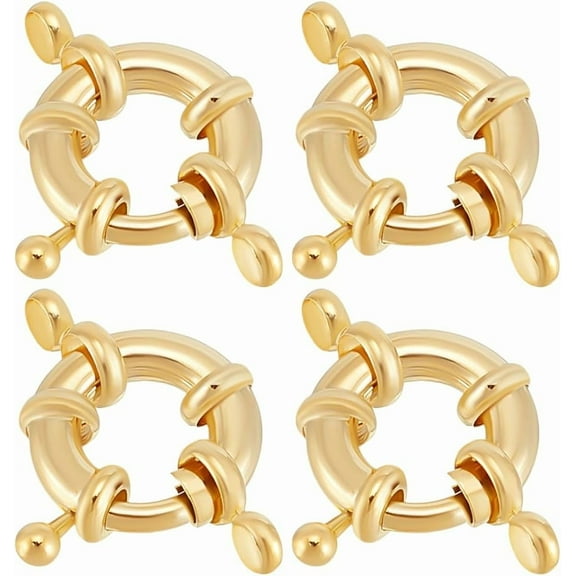1 Box 10Pcs Real 14K Gold Plated Spring Clasps with Round Close Ring Necklace Link Connector Charms Open Trigger Clasp Findings for Jewelry Making Necklaces Bracelets Anklets DIY Crafts