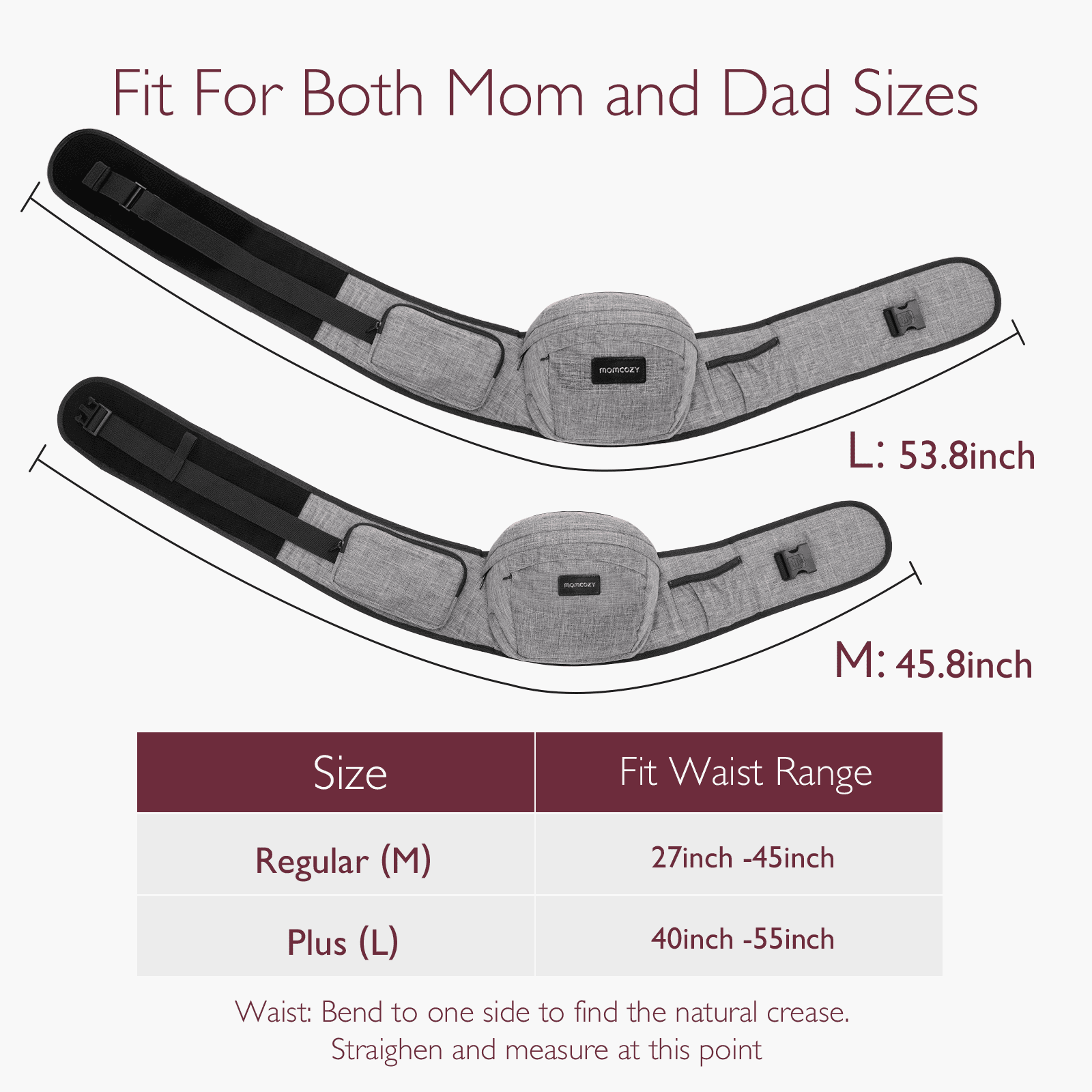 Momcozy Baby Hip Seat Carrier with Adjustable Waistband 3D Belly Protector EVA Massage Board M Size