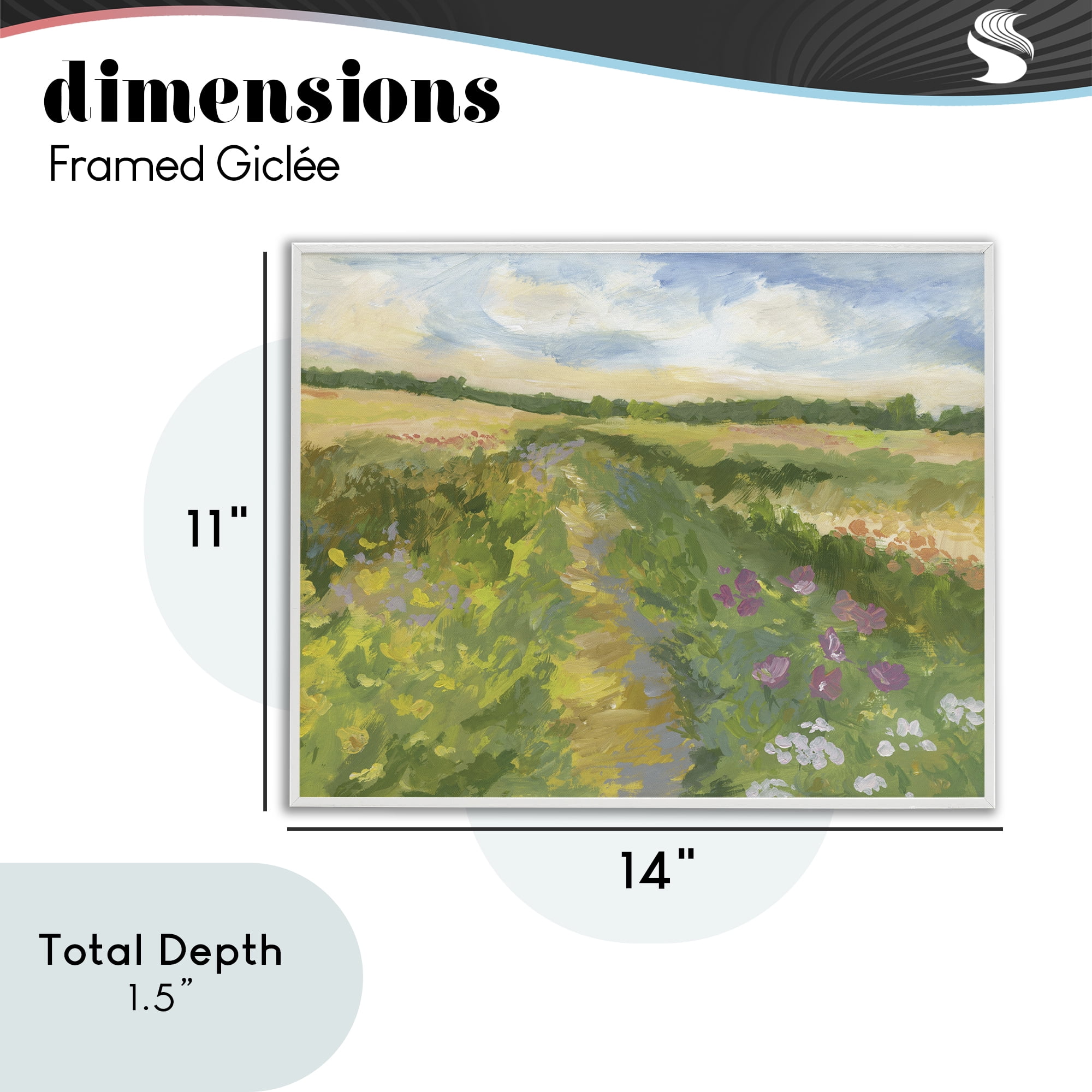 Stupell Industries Windswept Flower Field White Framed Giclee Art, design by Victoria Barnes