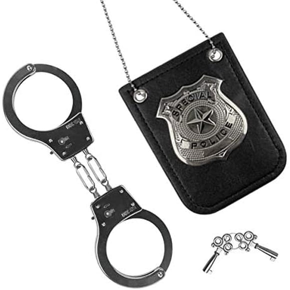 Police Badge and Handcuffs Toys Cop Pretend Role Play Set for Boys Girls Kids Halloween Costumes Accessories Gifts Treats Party Favors Supplies